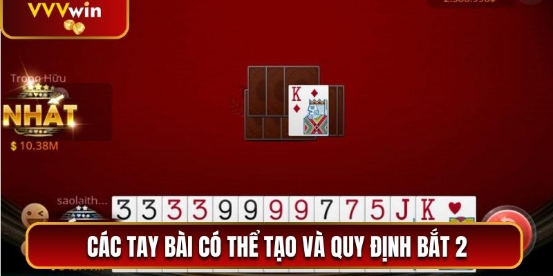 Tiến Lên Đếm Lá VVVwin - Game Bài Đỉnh Cao Không Thể Bỏ Lỡ 3 Các tay bài có thể tạo và quy định bắt 2